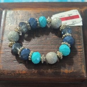 Elegant Blue and Silver Beaded Bracelet